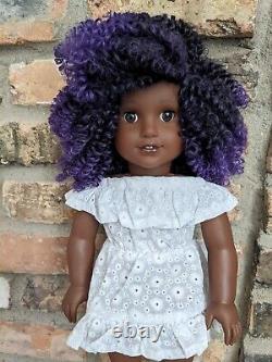 Ronisha Custom African American Girl Doll OOAK Black Purple Hair Brown Eyes