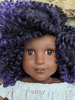 Ronisha Custom African American Girl Doll OOAK Black Purple Hair Brown Eyes