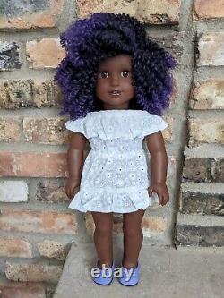 Ronisha Custom African American Girl Doll OOAK Black Purple Hair Brown Eyes