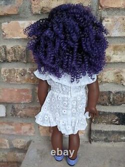 Ronisha Custom African American Girl Doll OOAK Black Purple Hair Brown Eyes