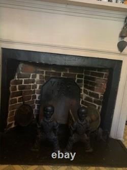 SET of 2 antique African American Black Cast Iron Figural Andirons