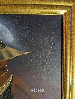 SIGNED ORIGINAL Oil on Canvas Painting Elegant Black/African American City Woman