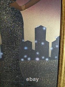 SIGNED ORIGINAL Oil on Canvas Painting Elegant Black/African American City Woman