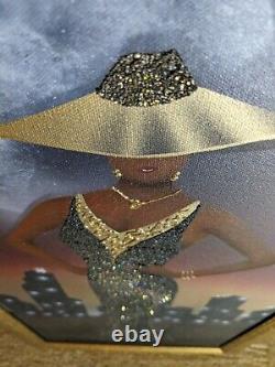 SIGNED ORIGINAL Oil on Canvas Painting Elegant Black/African American City Woman