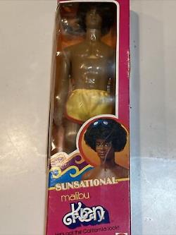 SUNSATIONAL MALIBU Ken #3849 Black African-American Rooted Afro NIB Mattel 1981