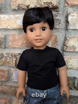 Santiago Custom OOAK Boy American Girl Doll Black Hair Brown Eyes Brother Logan