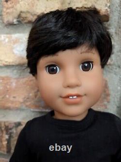 Santiago Custom OOAK Boy American Girl Doll Black Hair Brown Eyes Brother Logan