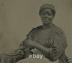Scarce Rare Slavery Era African American Lady Apple Pie Cook Tintype Fine Photo