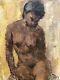 Seated Black/African-American Female Nude Oil Painting-24x20-1950s-Armando Sozio