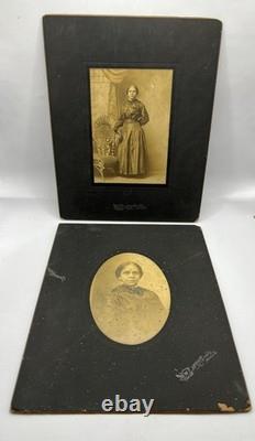 Set Of 2 Antique Photograph Cabinet Card Lot Older Black African American Lady