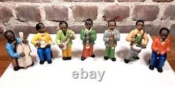 Seven Vintage Painted Porcelain Figurines of Black African American Musicians