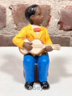 Seven Vintage Painted Porcelain Figurines of Black African American Musicians