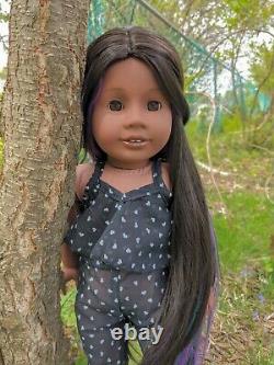 Shirene Custom OOAK African American Girl Doll Black Purple Teal Hair Brown Eyes
