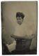 Smiling Black Woman Hair In A Bun Wicker Chair African American Tintype Photo