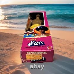 Sunsational Malibu Ken Black African-American Rooted Afro Mattel 3849 Vtg HTF