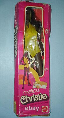 SuperStar Era MALIBU CHRISTIE #7745 Black AA Barbie Doll wBox Mattel Korea 1976