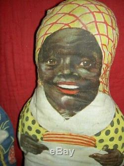 Super RARE early BLACK & WHITE ethnic cloth dolls TWO-dolls-in-ONE (excellent)