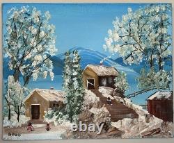 Super Super Rare African American Snow Scene Black Americana Painting Signed