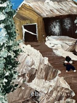 Super Super Rare African American Snow Scene Black Americana Painting Signed