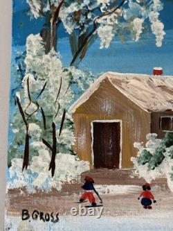 Super Super Rare African American Snow Scene Black Americana Painting Signed