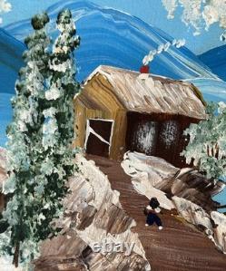 Super Super Rare African American Snow Scene Black Americana Painting Signed