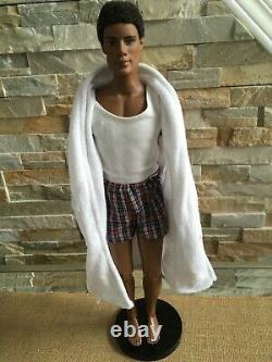 TONNER RUSSELL 17 Vinyl AA DOLL Black Male wearing Boxers, shirt & robe withStand