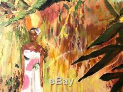 TROPICAL Art Painting BEAUTIFUL Black African American Woman CARIBBEAN ISLAND
