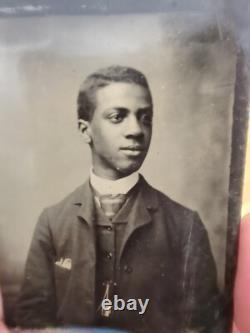 Tintype Portrait Young African American Man Antique 1800s Photo Black Americana