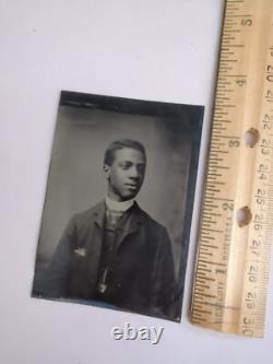 Tintype Portrait Young African American Man Antique 1800s Photo Black Americana