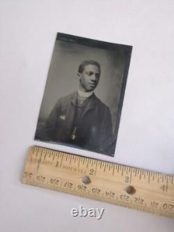 Tintype Portrait Young African American Man Antique 1800s Photo Black Americana