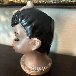 Topline Japan Black/African American Girl Lady Head Vase 50/423 Vintage