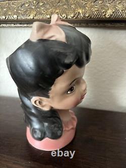 Topline Japan Black/African American Girl Lady Head Vase 50/423 Vintage