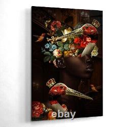 Tropical African American Framed Canvas, Abstract Black Women Home Gallery Art