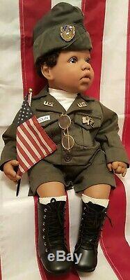 US Army Colin Middleton Doll by Reva Schick AA Black Hair Brown Eyes