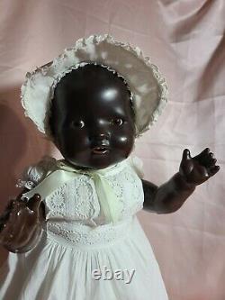 Unique! Black Antique German Bisque Head Baby Doll 24 Original Great Condition