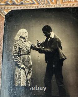 Unusual 1/6 1/4 Tintype Photo 1860s Antique Black African American Creepy Rare