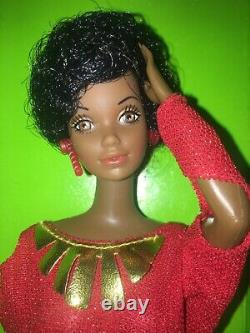 VINTAGE 1979 FIRST Black Barbie Doll Disco Afro Red Dress Mattel 1293