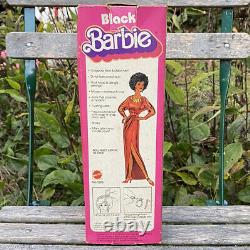 VINTAGE 1979 FIRST Black Barbie Doll Disco Afro Red Dress Mattel 1293 MIB