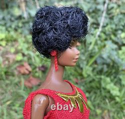 VINTAGE 1979 FIRST Black Barbie Doll Disco Afro Red Dress Mattel 1293 MIB