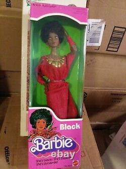 VINTAGE 1979 FIRST Black Barbie Doll Disco Afro Red Dress Mattel 1293 NEW NRFB