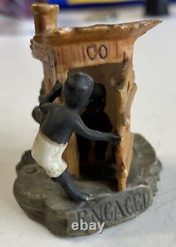 VINTAGE African American Miniature Ceramic Outhouse Black face Rare Germany 1945