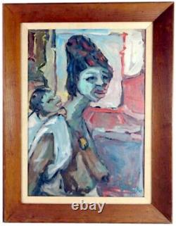 VINTAGE Original PAINTING Oil On Canvas MOTHER & CHILD Black African American