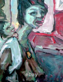 VINTAGE Original PAINTING Oil On Canvas MOTHER & CHILD Black African American