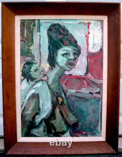 VINTAGE Original PAINTING Oil On Canvas MOTHER & CHILD Black African American