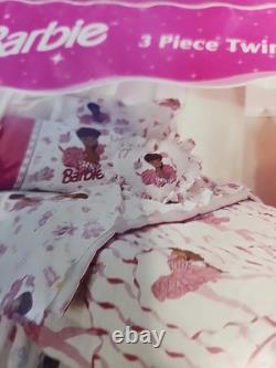 VTG Barbie Ballerina African American Black 3pc Twin Sheet Set Sealed New HTF