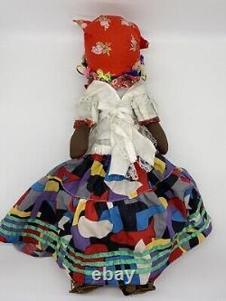 VTG Black African American Folk Art Handmade Cloth Rag Dolls Aruba Set of 3