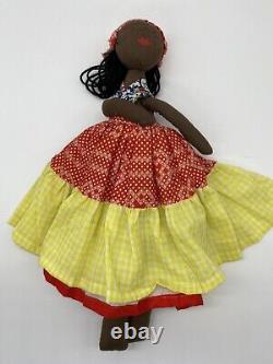 VTG Black African American Folk Art Handmade Cloth Rag Dolls Aruba Set of 3