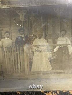 VTG Rare Prosperous African American Black Family Home Cabinet Card Glass Photo