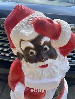 VTG Union Pro Christmas Santa Claus Blow Mold Black African American Holiday