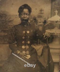 Victorian African American Fashion Button Artistic Tintype Photo Jacksonville Fl